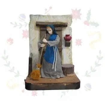 Figura con Movimiento Mujer con Escoba